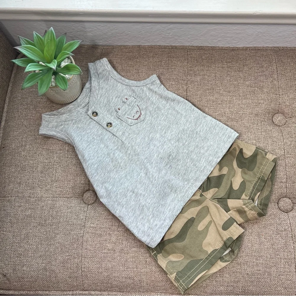 NWOT Carter's‎ Just One You Baby Boys' Camo Top & Bottom Set Olive Size 6 Month
